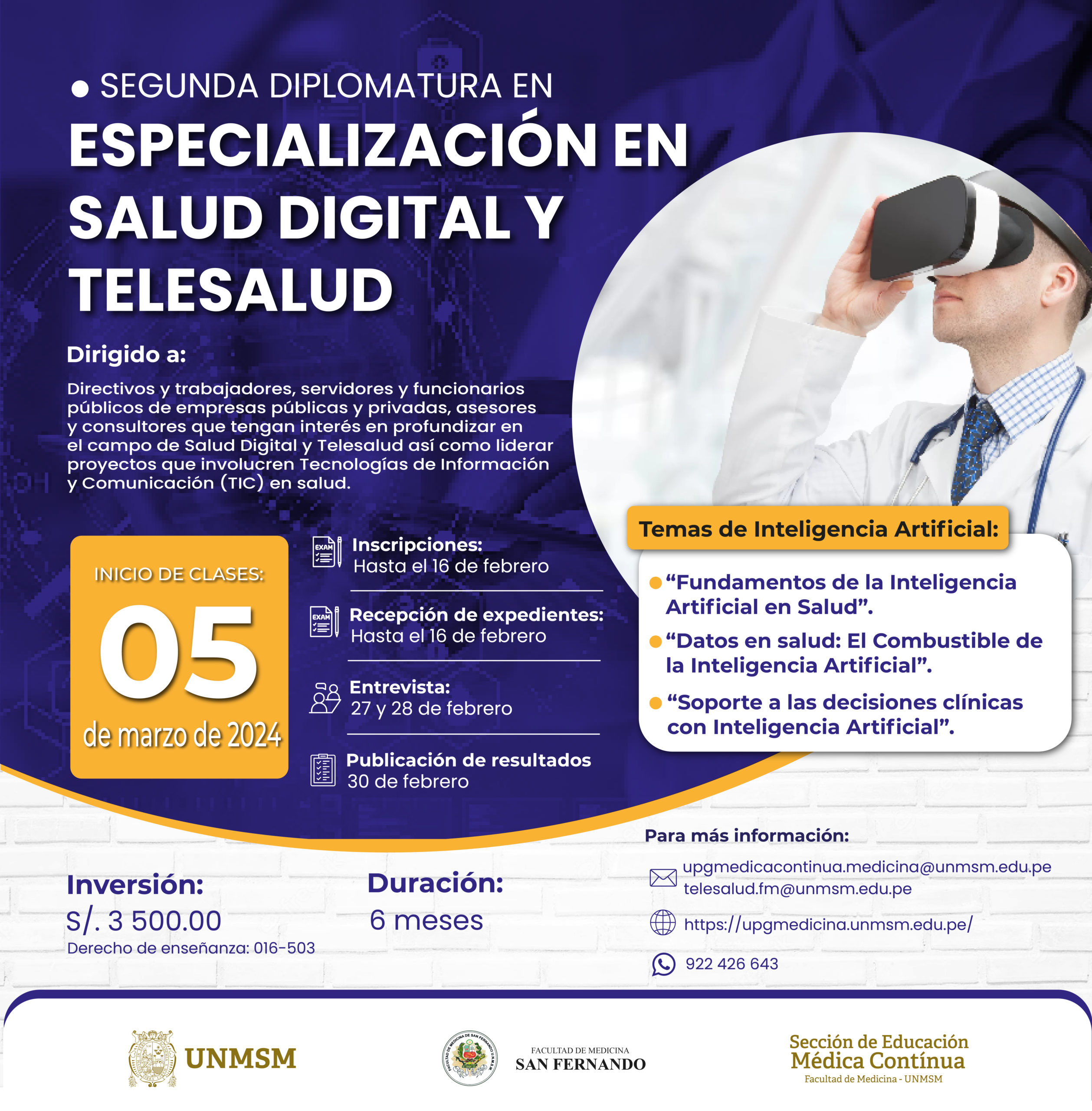 Diplomado de Especialización en Salud Digital y Telesalud