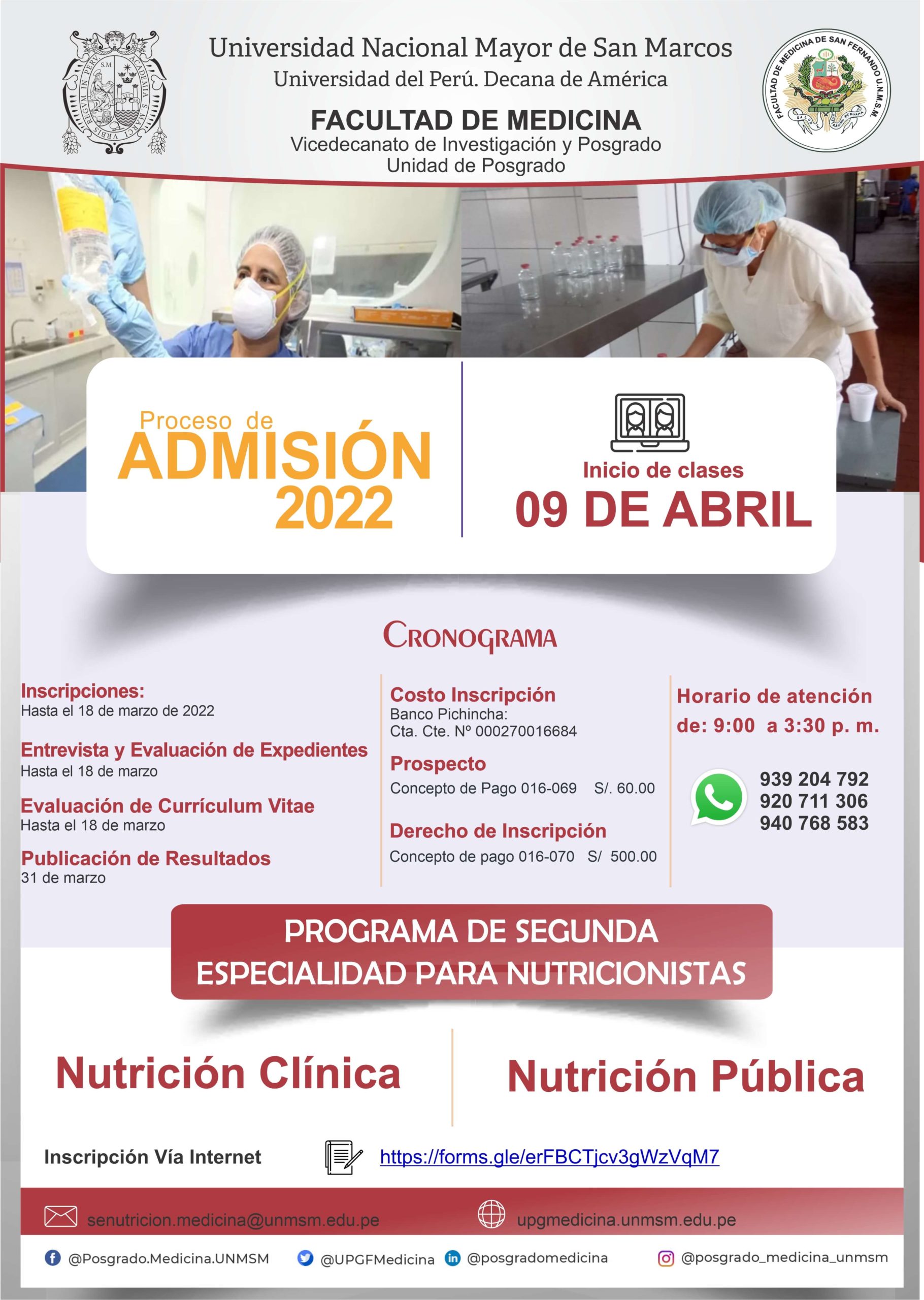 Programa de Segunda Especialidad en Nutrición 2022