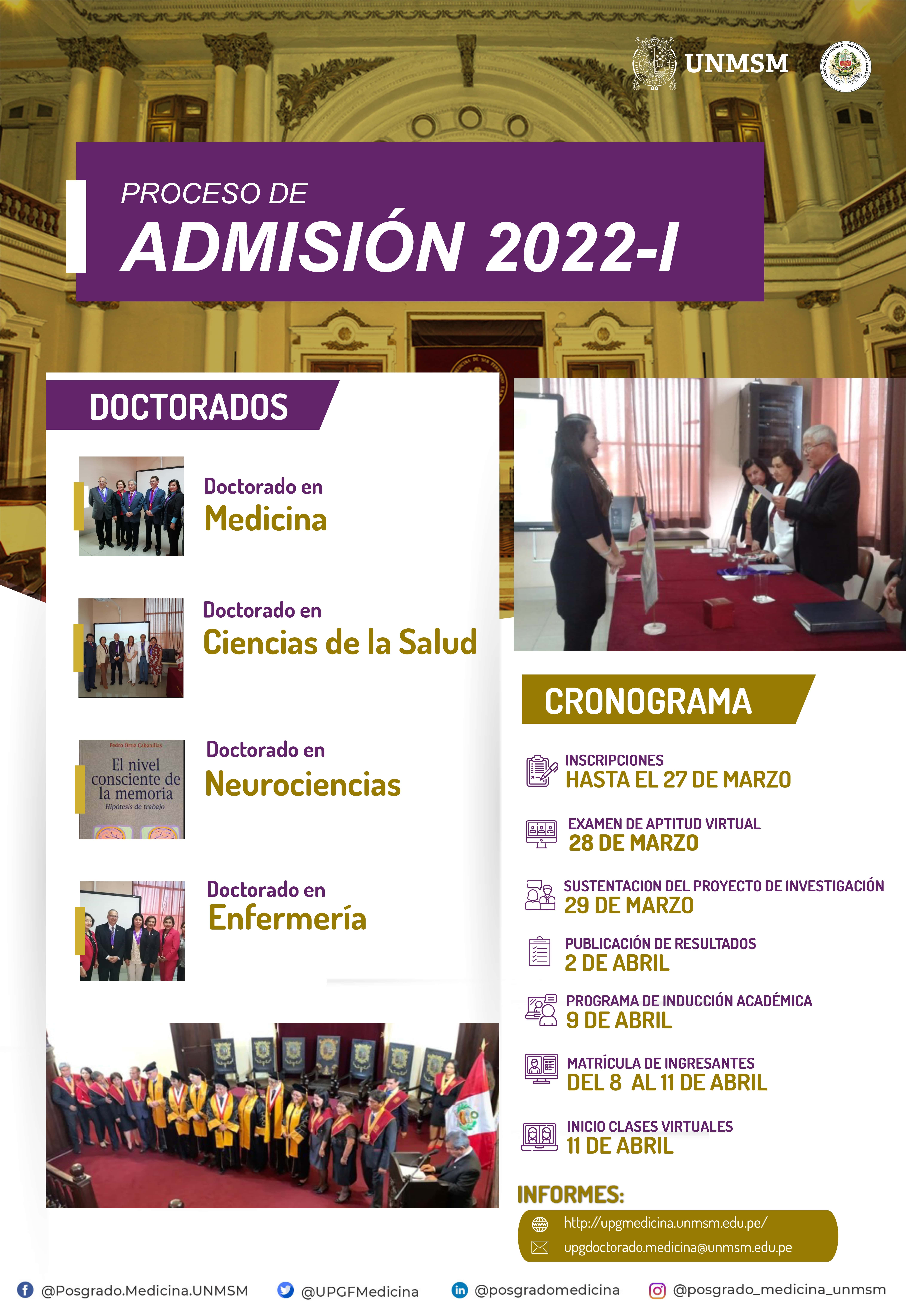Proceso de Admisión Doctorados 2022-I
