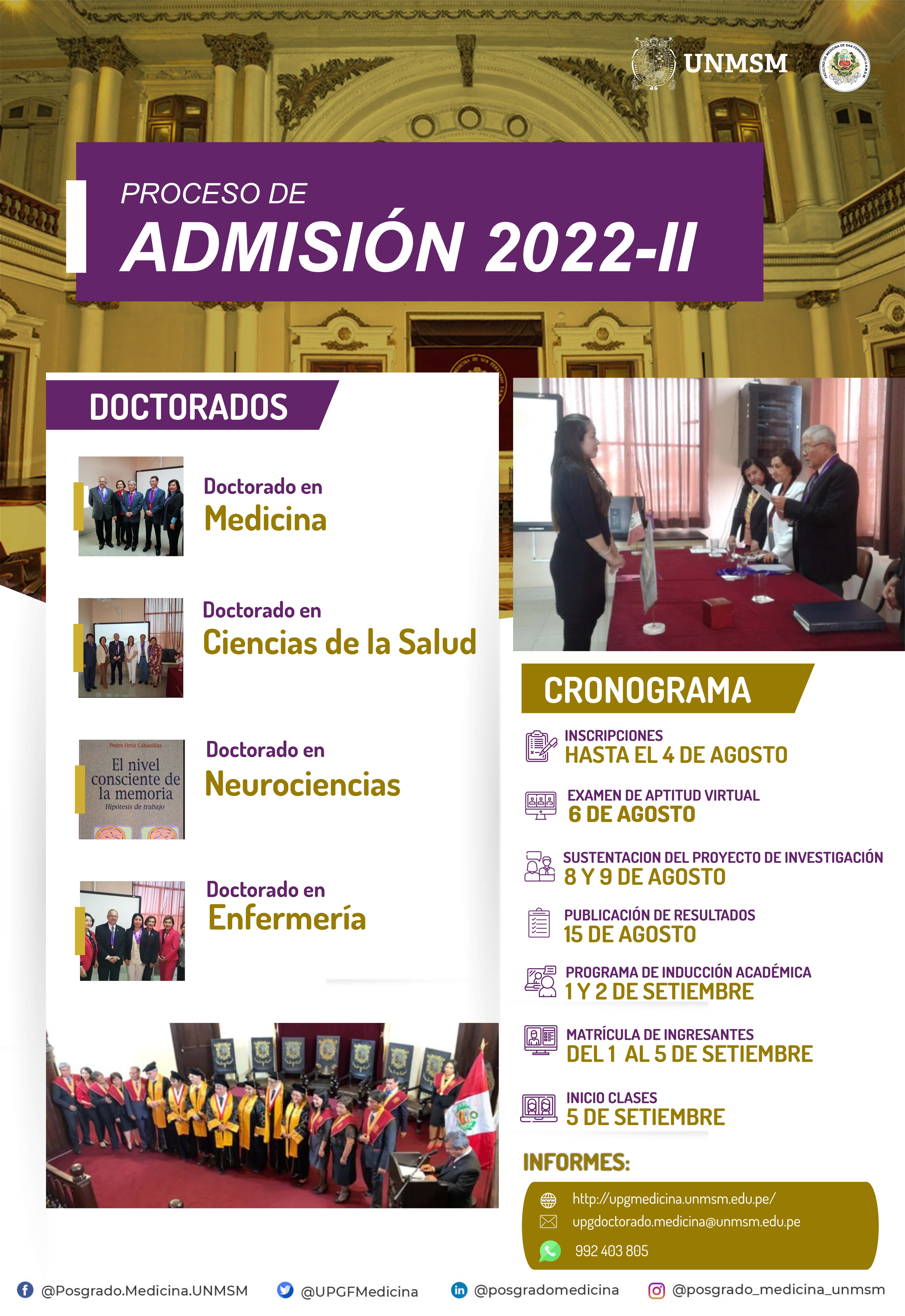 Proceso de Admisión Doctorados 2022-II