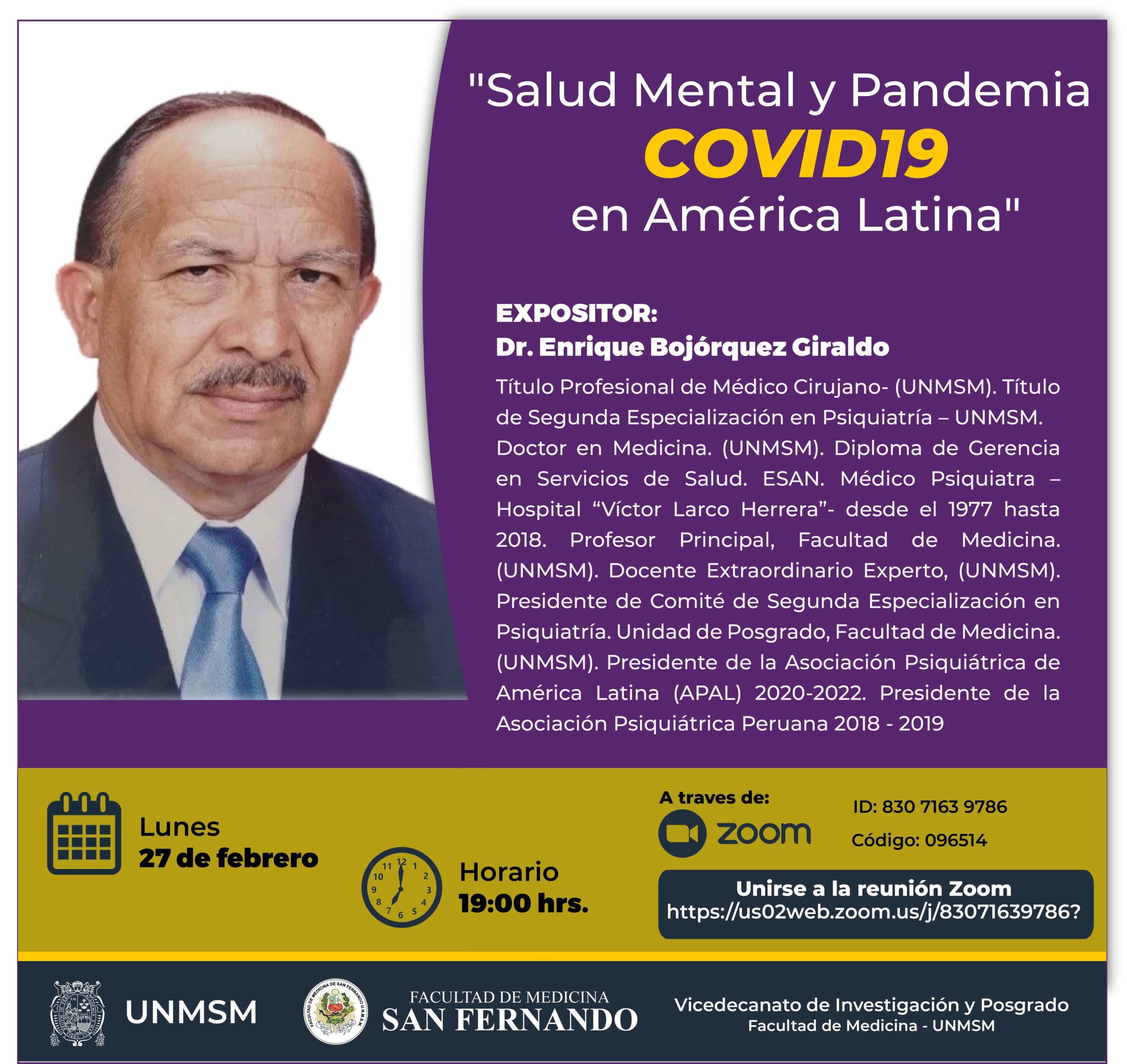 📣Conferencia de Salud Mental y Pandemia COVID19 en América Latina