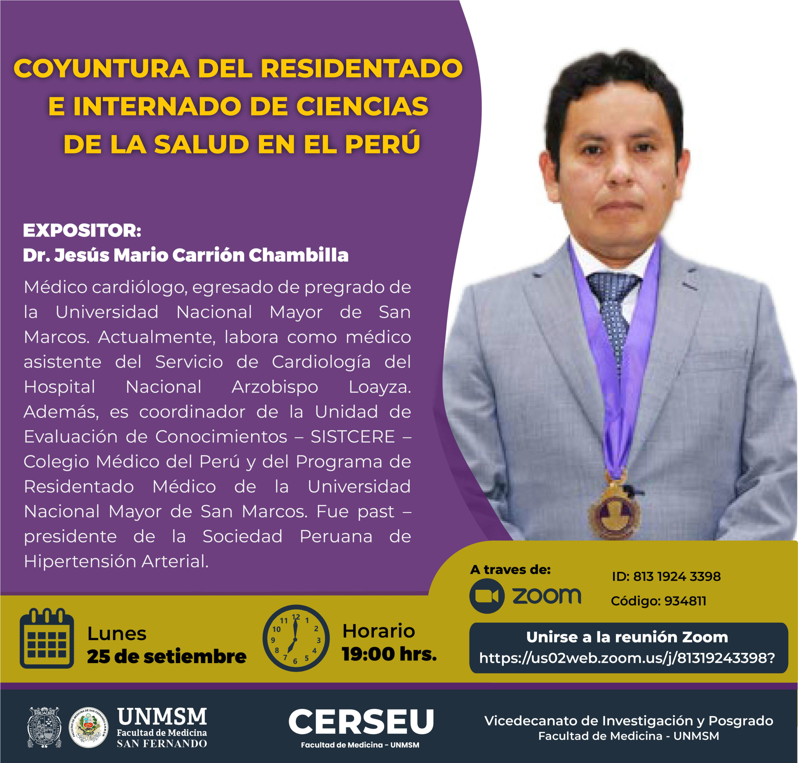 📣Conferencia de Coyuntura del Residentado e Internado de Ciencias de la Salud en el Perú